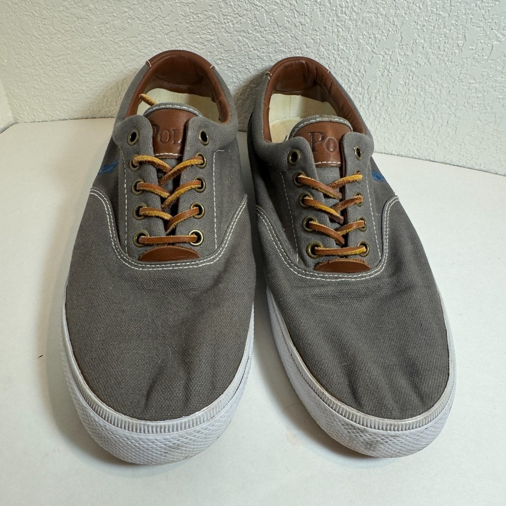 POLO Ralph Lauren Shoes Mens 11 D Vaughn Casual Low Sneakers Gray Fabric Lace Up